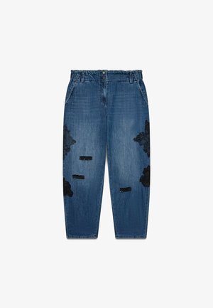 Fiorella Rubino, JEANS BALLOON CON PIZZO E STRAPPI - Relaxed fit jeans - blu