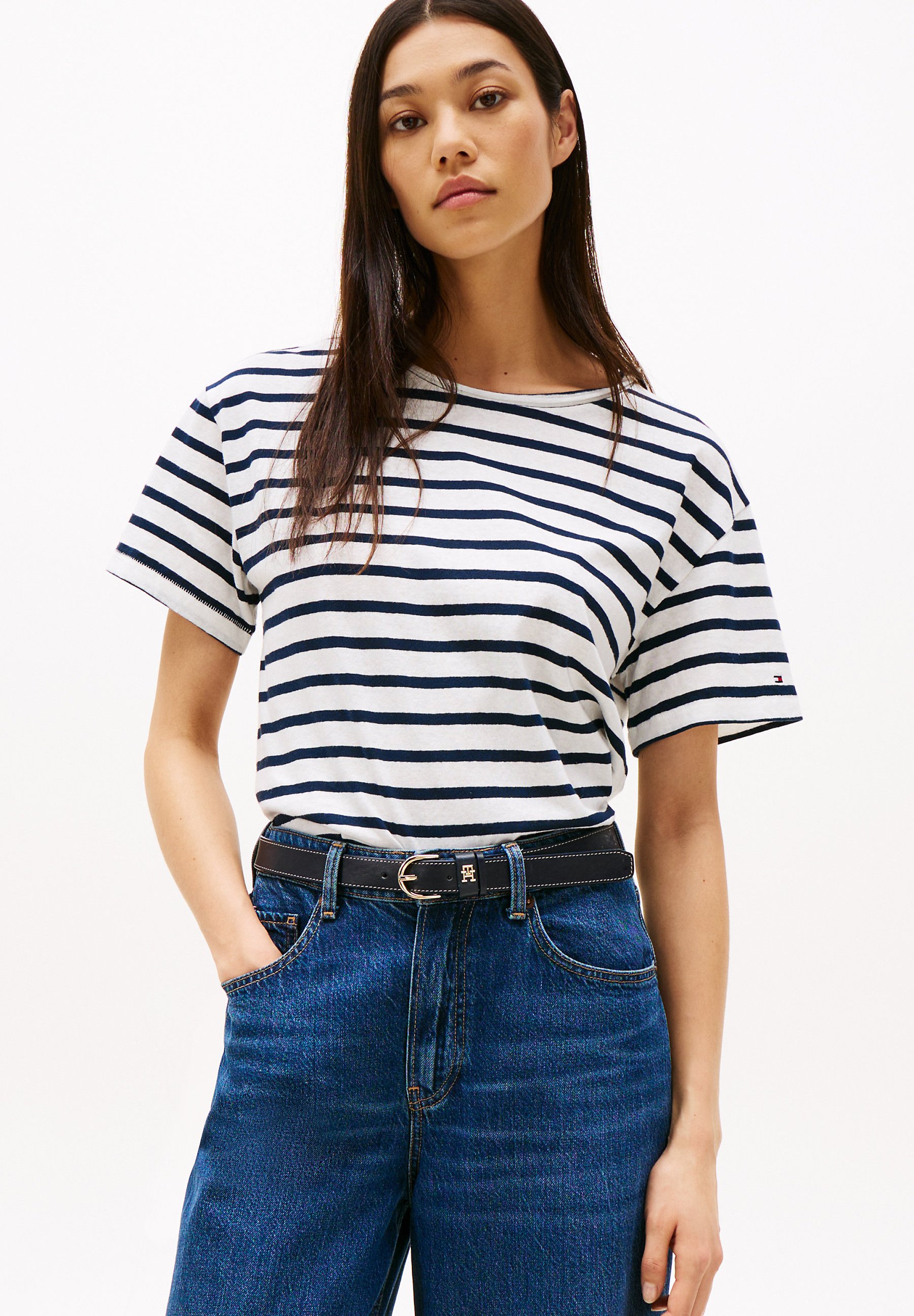Tommy Hilfiger MODERN T-shirt con stampa breton dark night