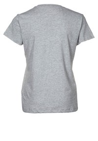 Maglietta a maniche corte di colore grigio chiaro, vista da dietro, con una vestibilità classica e scollo rotondo.