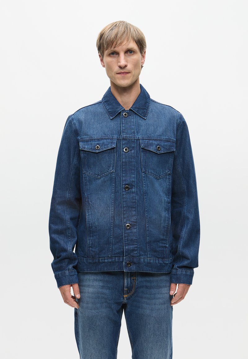 TOM TAILOR Denim Giacca di Jeans Oversize, Uomo, Blu (Used Dark Stone Blue Denim 10120), XL