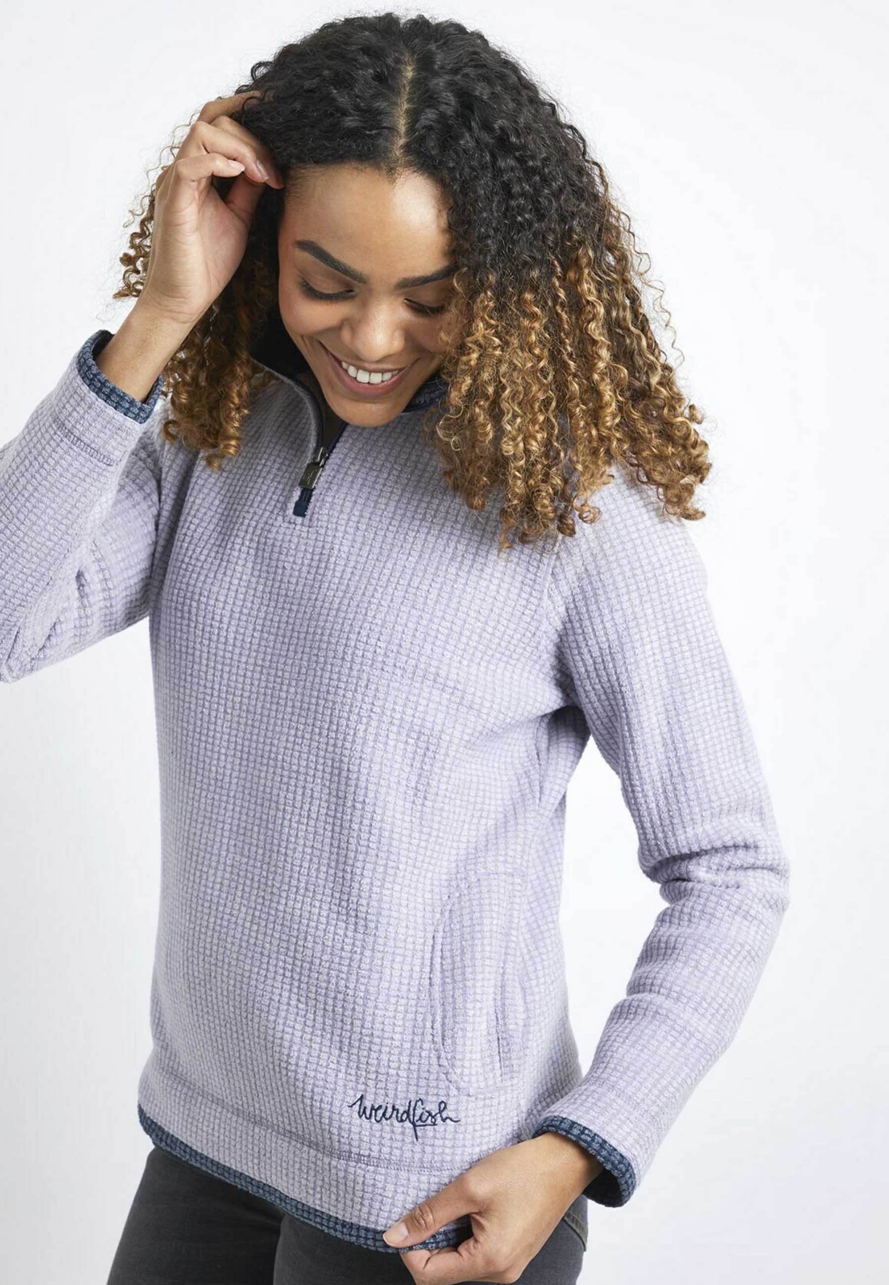 Weird Fish Beyonce Recycled 1/4 Zip Grid Fleece, Lilac Hint, 8
