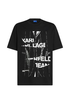 Karl Lagerfeld Jeans, RELAXED PINSTRIPE GRAPHIC - T-shirts print - black