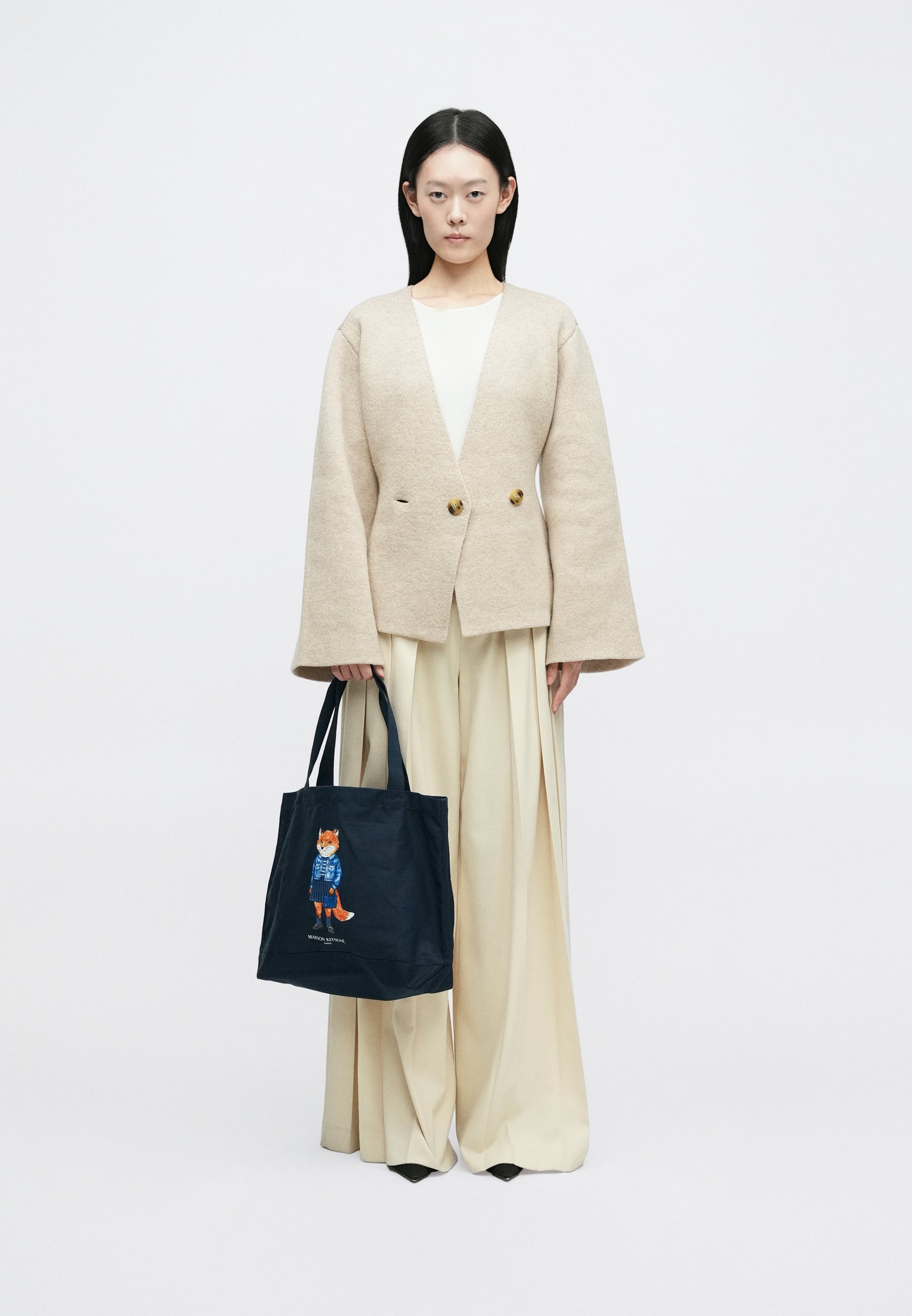 Maison Kitsuné DRESSED FOX TOTE - Tote bag - classic navy/dark