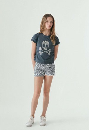 Scalpers, SCALPERS ZEBRA SKULL TEE GIRLS - T-shirt imprimé - anthracite