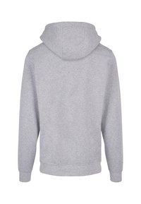 Grey hoodie made of soft fabric, featuring a drawstring hood, long sleeves, and a regular fit with ribbed cuffs and hem.