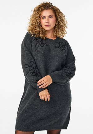 Svetríkové šaty - dark grey melange