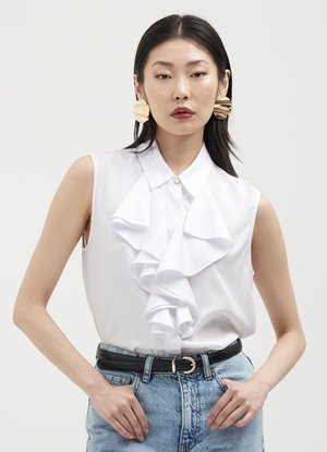 SMANICATA CON JABOT - Camicia - bianco