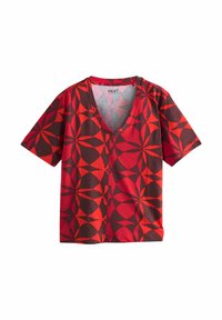 REGULAR FIT -SLOUCH V-NECK - Trükipildiga T-särk - red brown tile print