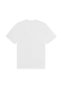 Λευκό βαμβακερό μπλουζάκι με κοντά μανίκια, στρογγυλή λαιμόκοψη και απλή πίσω όψη, με απαλή υφή χωρίς λογότυπα ή σχέδια.