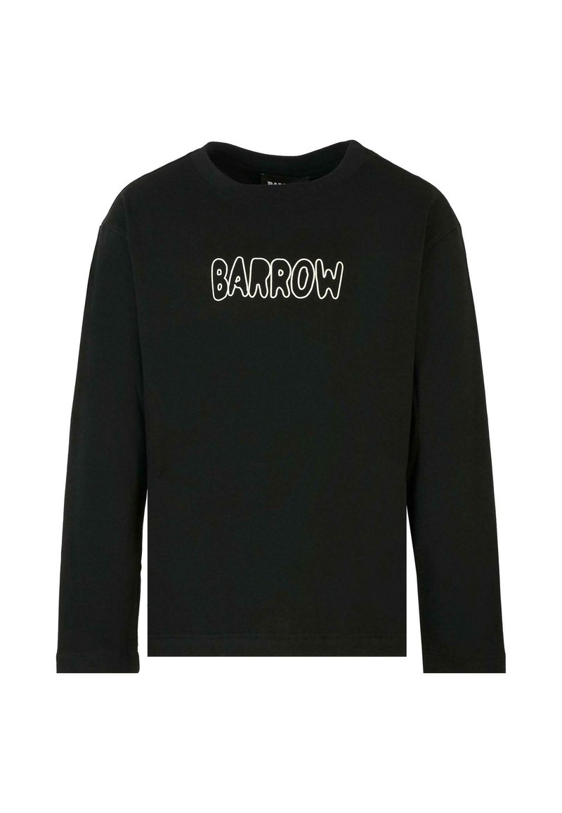 Zwart langemouwen t-shirt van katoen, met witte tekst "BARROW" op de voorkant in een speelse letterstijl. Klassieke ronde halslijn en een losse pasvorm.