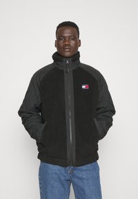Tommy Jeans MIX MEDIA JACKET - Giacca in pile - black