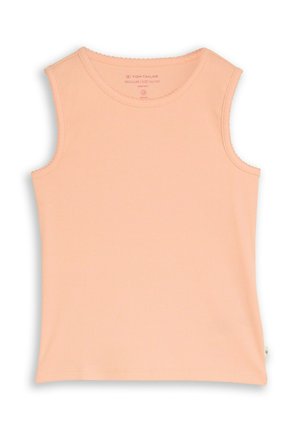 Sleeveless, ribbed peach-colored cotton tank top with round neckline, size 116/122, made by Tom Tailor.