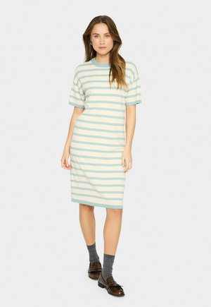 LIKAM STRIPED  - Stickad klänning - fog blue surf stripe