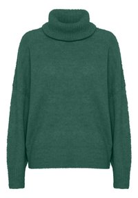 Maglione a collo alto in verde acqua realizzato in un morbido tessuto testurizzato; presenta una vestibilità rilassata, spalle scese e polsini a costine per il massimo comfort.