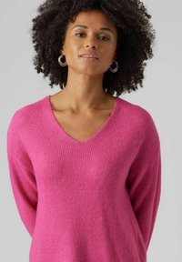 Vero Moda VMCREWLEFILE V-NECK  NOOS - Džemperis - fuchsia purple