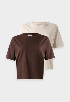 JDY, JDYREX 2 PACK - Lihtne T-särk - chateau gray/coffee bean