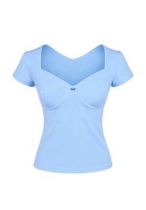 REGINA FASHION, REGINA FASHION .BLACK FITTED SWEETHEART TOP - Print T-shirt - light blue
