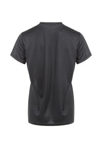 Kortärmad T-shirt i svart, tillverkad av mjukt, lätt tyg. Har rund halsringning och en vanlig passform utan synliga detaljer.