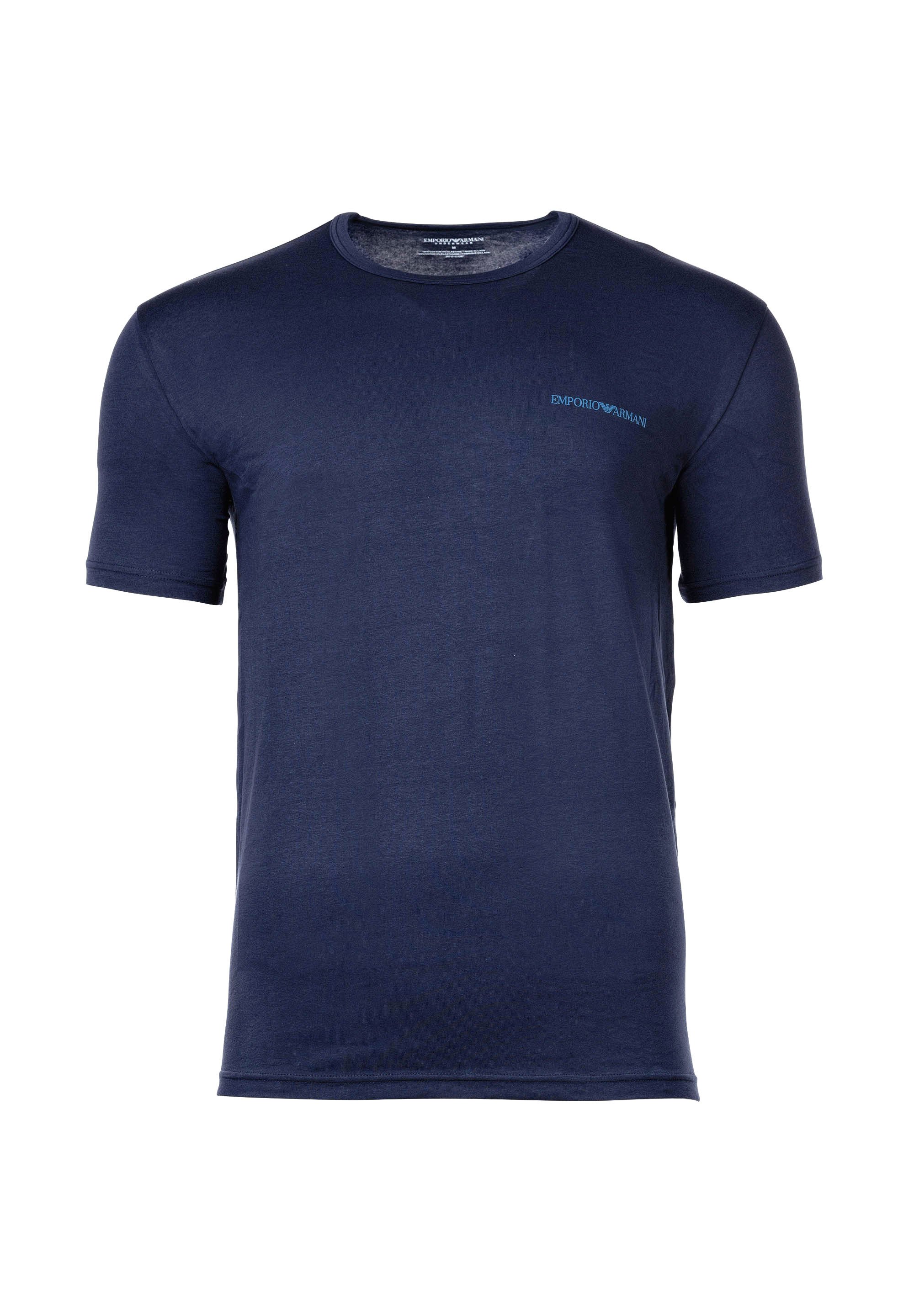 Emporio Armani 2ER PACK - Basic T-shirt - blau weiß/blue Emporio Armani 2ER PACK - Basic T-shirt - blau weiß/blue