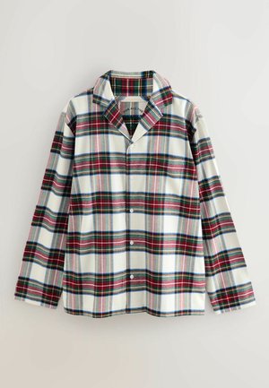 Langärmliges kariertes Hemd in Weiß, Rot, Grün und Blau. Mit Kragen, Knopfverschluss und lockerer Passform. Hergestellt aus weichem Stoff.