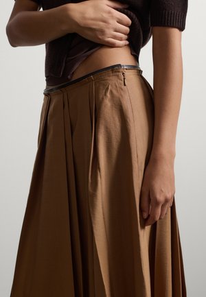 Stefanel, PLEATED MIDI SKIRT. - A-Linien-Rock - light tobacco brown