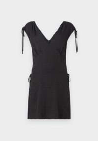 V NECK MINI DRESS - Robe de jour - off black