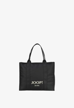Sort tote bag lavet af slidstærkt stof, med to robuste håndtag og et stort logo "JOOP! JEANS" i hvidt på forsiden.