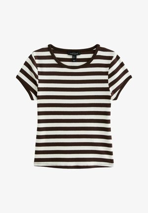 New Look, STRIPED CONTRAST TRIM RINGER - Print T-shirt - brown pattern