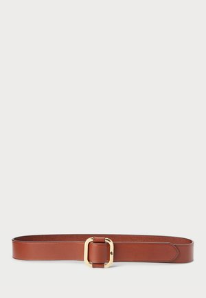 LEATHER SLIDE BUCKLE BELT - Bælter - brown