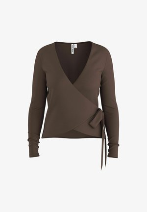 HYPEDROP, WRAP TOP HDGRY LS - T-shirt à manches longues - chocolate brown