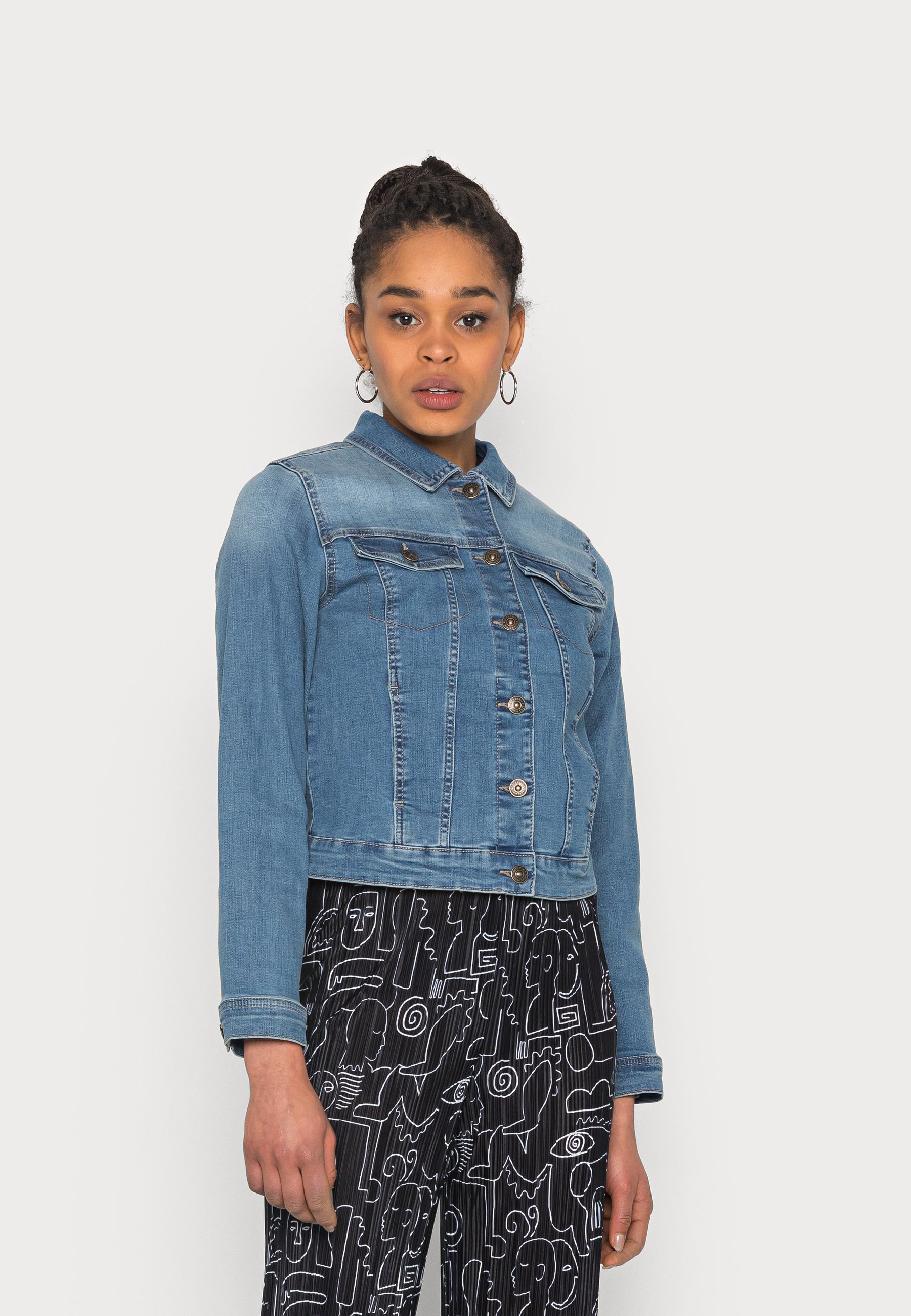 Pieces Oia Denim Jacket Blue S Woman