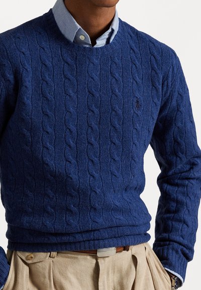 Polo Ralph Lauren CABLE KNIT WOOL CASHMERE JUMPER - Pulóver - rustic navy heather
