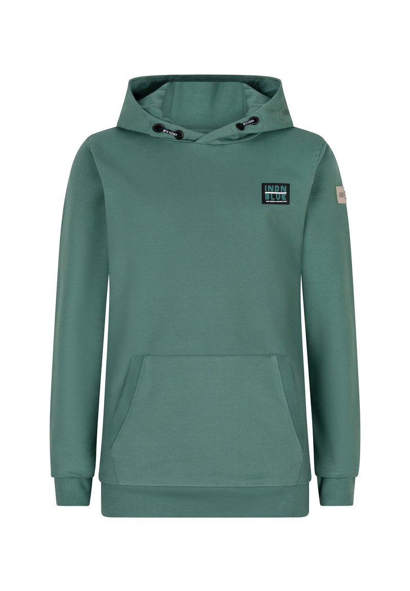 Zielona bluza z kapturem, z kieszenią z przodu i ściągaczami przy mankietach. Posiada kwadratową naszywkę z logo na klatce piersiowej oraz akcenty ze sznurkiem.