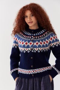 BDG Urban Outfitters BOXY FAIR ISLE - Ζακέτα - navy