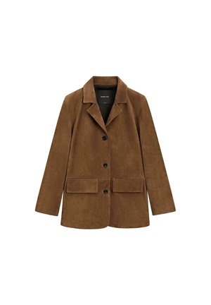 Massimo Dutti, 100% SUEDE LAPEL BLAZER - Korte frakker - brown