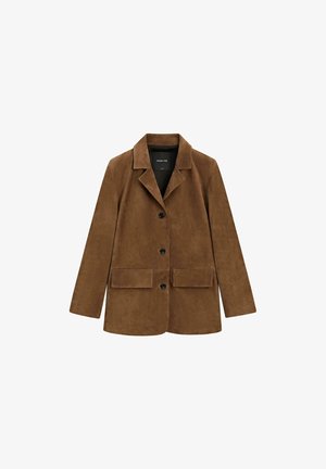 Massimo Dutti, 100% SUEDE LAPEL BLAZER - Korte frakker - brown
