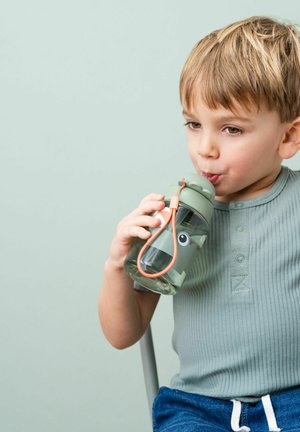 Done By Deer, STRAW BOTTLE PLAYGROUND GREEN 280 ML - Drikkeflasker - green