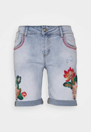 FLORAL SHORT - Džínové kraťasy - blue