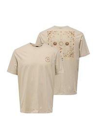 Only & Sons 2ER-SET RUNDHALS KURZARM - T-Shirt print - weiß beige