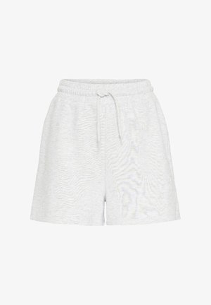 Lichtgrijze katoenen shorts met een elastische tailleband en drawstring, voorzien van een textured afwerking en een losse, relaxte pasvorm.