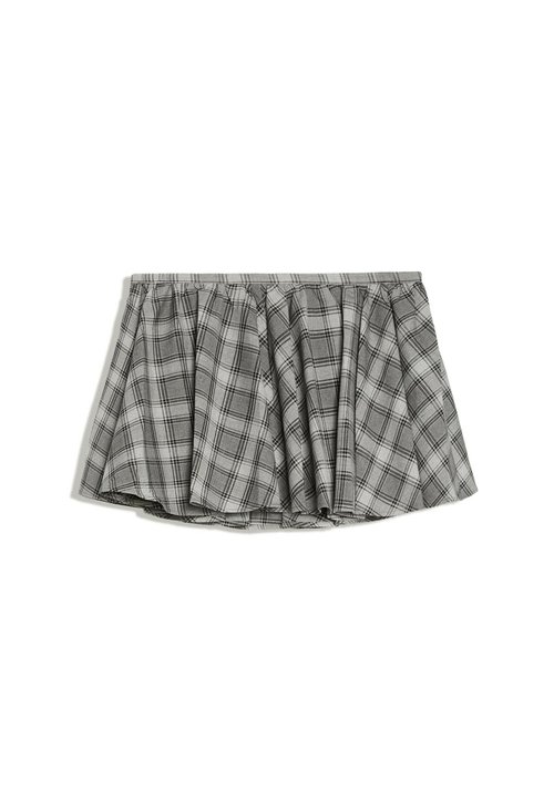 Bershka Mini a pieghe · grigio a quadri