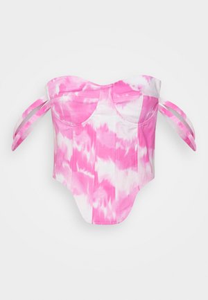 OFF SHOULDER DETAILED CORSET TIE DYE - Top - pink