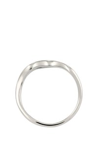 Zilveren metalen ring met een glad, afgerond ontwerp. Gepolijste afwerking zonder versieringen, met een continue cirkelvorm.