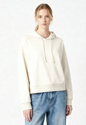 BASIC CROPPED DROPSHOULDER - Sweat à capuche - off white