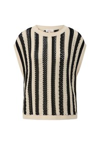 s.Oliver MIT AJOURMUSTER - T-shirt print - schwarz