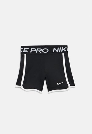 Shorts de sport Nike Pro noirs avec bordure blanche, ceinture élastique avec inscription "NIKE PRO" et petit logo Nike blanc sur la jambe gauche.