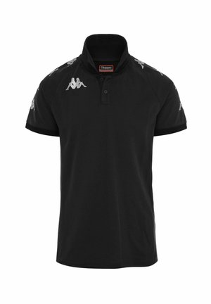 Polo shirt nera con colletto a pieghe, maniche corte e dettagli del logo bianco sulle spalle. Realizzata in tessuto traspirante, progettata per il comfort.