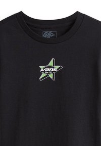 Sort bomulds t-shirt med et grønt og hvidt stjernedesign og "Vans" logo i midten. Rund halsudskæring og korte ærmer.