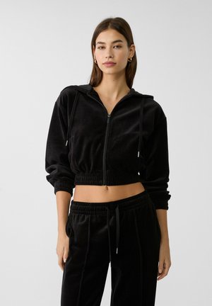 Stradivarius HOODIE - Zip-up sweatshirt - black