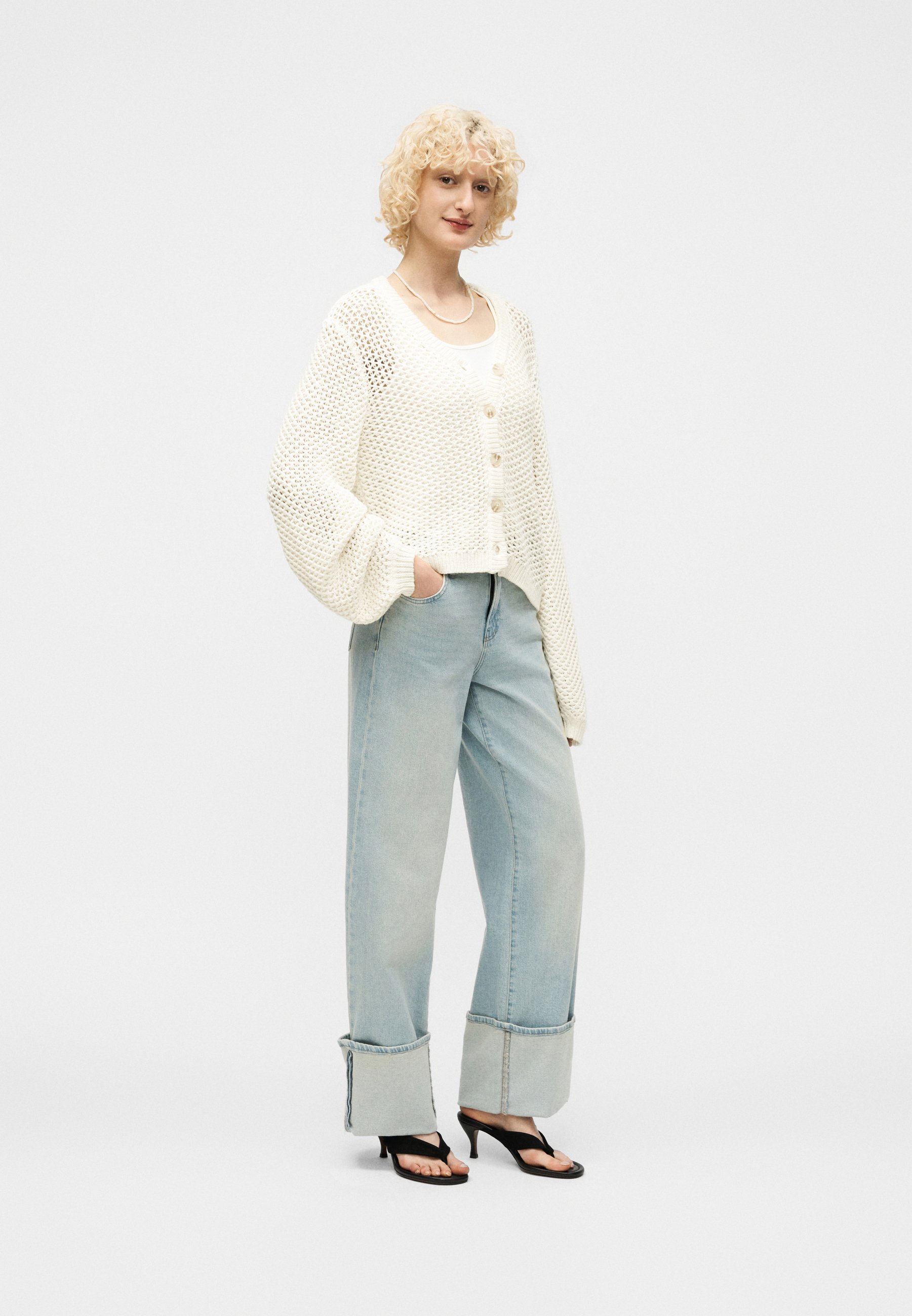 Topshop Cardigan - pearled ivory/off-white - Zalando